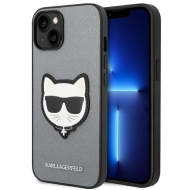 Karl Lagerfeld KLHCP14SSAPCHG iPhone 14 / 15 / 13 6,1" hardcase srebrny/silver Saffiano Choupette Head Patch
