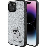 Karl Lagerfeld KLHCP15SGCNPSG iPhone 15 / 14 / 13 6.1" srebrny/silver hardcase Fixed Glitter Choupette Logo Metal Pin