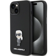 Karl Lagerfeld KLHCP15SSMHKNPK iPhone 15 / 14 / 13 6.1" czarny/black Silicone Ikonik Metal Pin