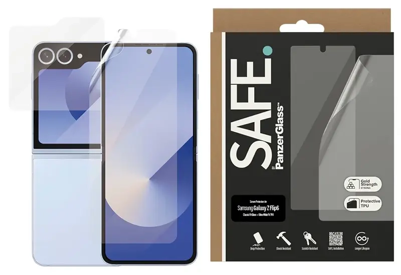 Zestaw do Samsung Galaxy Z Flip6 folia Ultra-Wide Fit TPU + szkło Classic Fit Glass Safe. by PanzerGlass