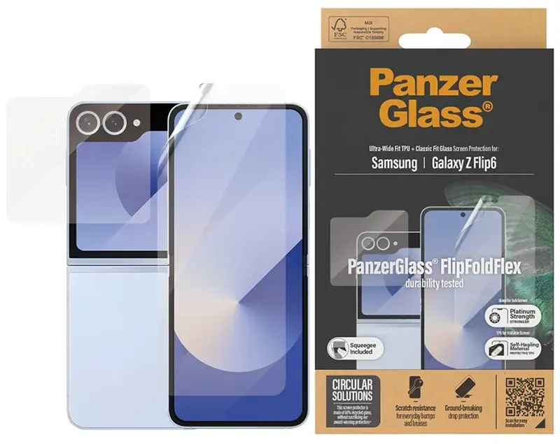 Zestaw do Samsung Galaxy Z Flip6 PanzerGlass folia Ultra-Wide Fit TPU + szkło hartowane Classic Fit Glass