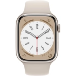 Apple Watch Series 8 LTE z kopertą 45 mm z aluminium w kolorze księżycowa poświata z paskiem sportowym w kolorze księżycowa poświata