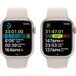 Apple Watch Series 8 LTE z kopertą 45 mm z aluminium w kolorze księżycowa poświata z paskiem sportowym w kolorze księżycowa poświata
