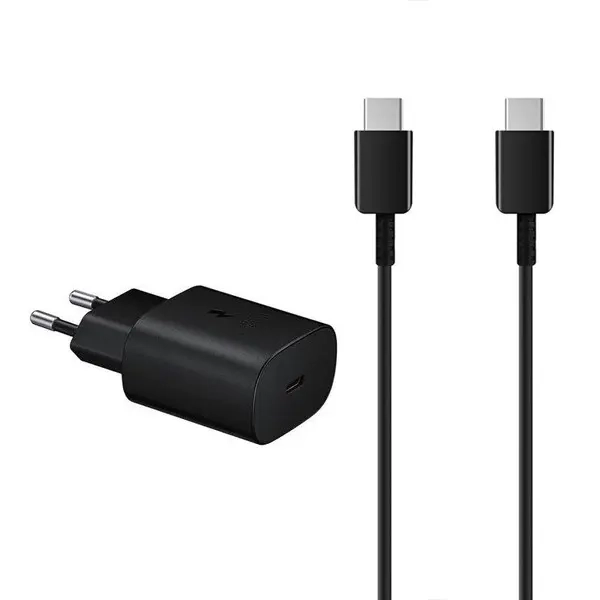 Ładowarka sieciowa Samsung TA800 Power Delivery 25 W + kabel Samsung USB-C OEM czarna