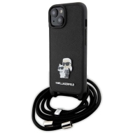 Karl Lagerfeld KLHCP15MSAKCPSK iPhone 15 Plus / 14 Plus 6.7" hardcase czarny/black Crossbody Saffiano Metal Pin Karl & Choupette