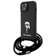 Karl Lagerfeld KLHCP15SSASKNPSK iPhone 15 / 14 / 13 6.1" hardcase czarny/black Crossbody Saffiano Monogram Metal Pin Karl & Choupette