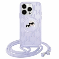 Karl Lagerfeld KLHMP15XHCKCKLCU iPhone 15 Pro Max 6.7" fioletowy/purple hardcase IML Crossbody Monogram Karl & Choupette Head MagSafe