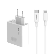 Ładowarka sieciowa USB-C GaN 65W Somostel biała + kabel USB-C - Lightning