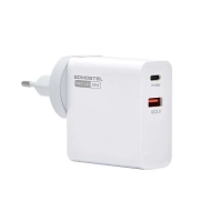 Ładowarka sieciowa USB - USB-C 65W Power Delivery PD+QC3.0 Somostel biała