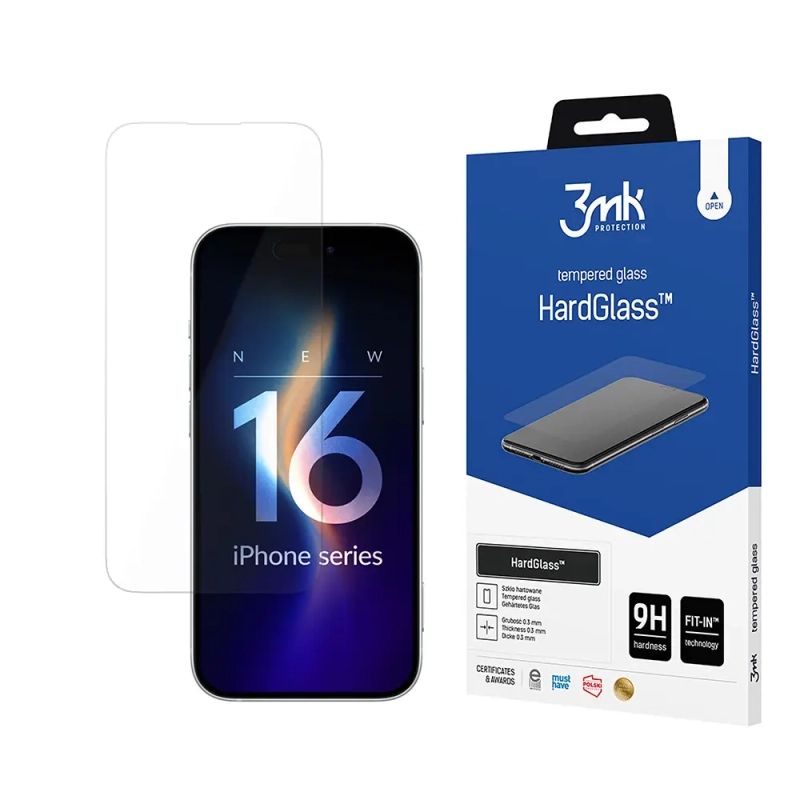 Szkło hartowane na iPhone 16 3mk HardGlass
