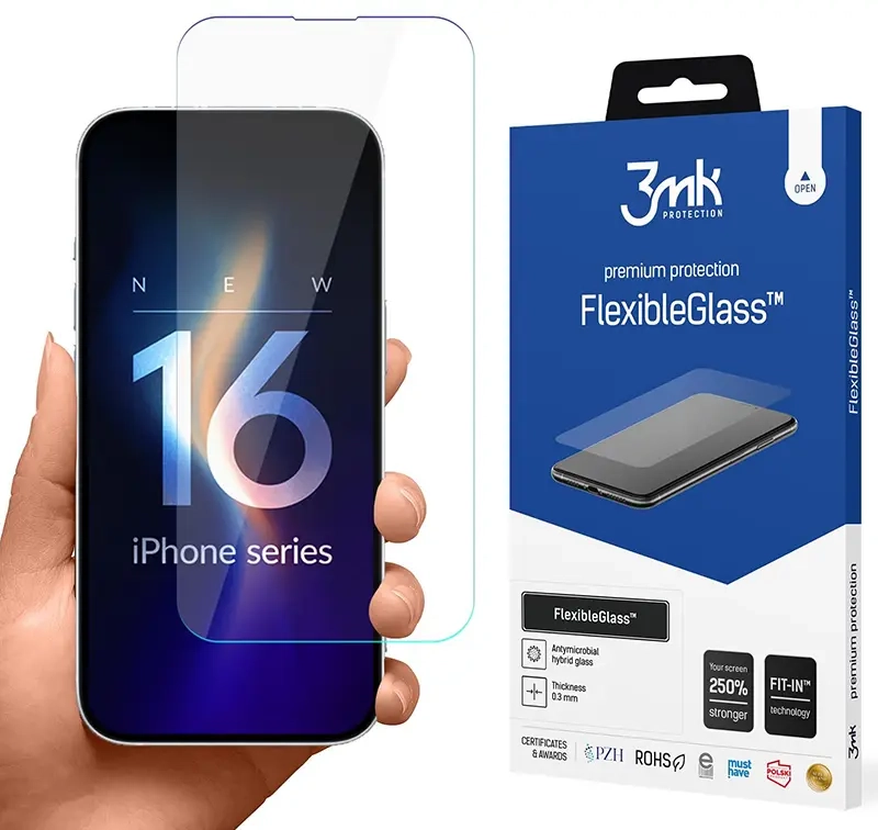 Nietłukące szkło hybrydowe na Apple iPhone 16 Pro - 3mk FlexibleGlass