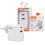 Ładowarka sieciowa USB - USB-C 65W Power Delivery PD+QC3.0 Somostel biała