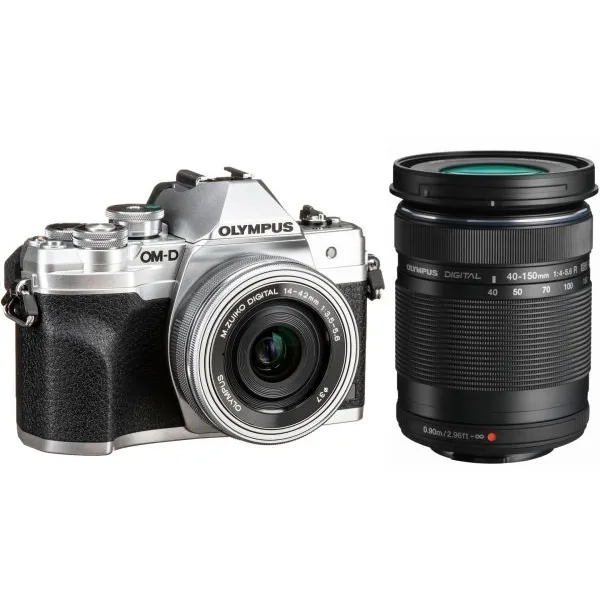 Aparat Olympus E-M10 MK IV + 14-42 mm EZ Pancake + 40-150 mm f/4-5.6 R srebrny