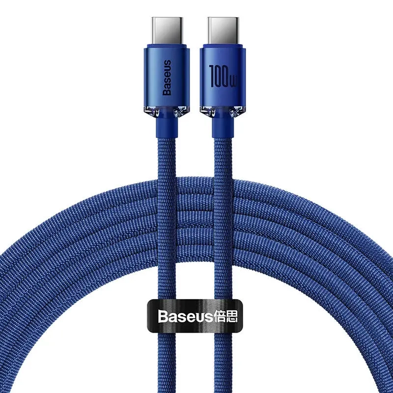 Kabel USB-C Power Delivery Quick Charge 3.0 100 W 1,2 m Baseus Crystal Shine CAJY000603 niebieski