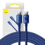 Kabel USB-C Power Delivery Quick Charge 3.0 100 W 1,2 m Baseus Crystal Shine CAJY000603 niebieski