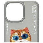 Nimmy etui iPhone 15 Pro 6.1" szary/gray Glasses Cool Cat