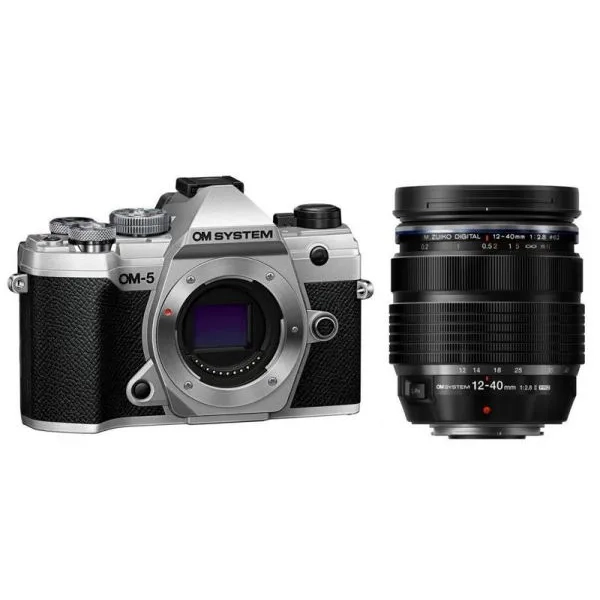 Aparat OM SYSTEM OM-5 srebrny + M.Zuiko Digital ED 12-40 mm f/2.8 Pro II
