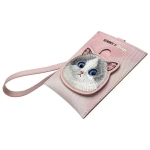Nimmy Zestaw 3w1 torebka na telefon plus portfel plus etui na lokalizator rozowy-pink Big Eyed Pet 2.0 Cat-3.webp
