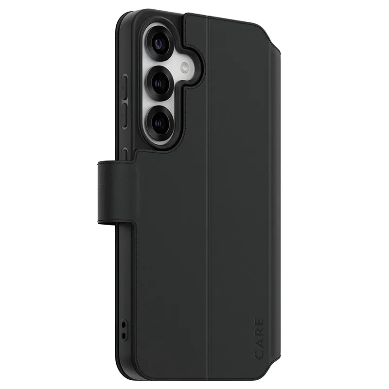 Etui z klapką do Samsung Galaxy S25 CARE by PanzerGlass Feature Wallet Kickstand czarne