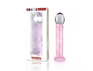 Szklane Różowe Dildo ze Spiralną Strukturą 21 cm