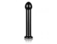 Szklane Czarne Dildo z Prostym Trzonem i Główką