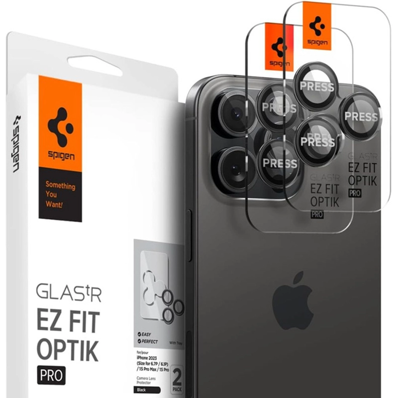 Ochrona na obiektyw aparatu Spigen Optik.Tr Camera EZ FIT Lens do Apple iPhone 17 Pro / 17 Pro Max / 16 Pro / 16 Pro Max Czarny - Black