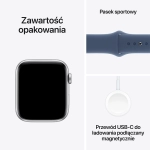 Apple Watch SE (2024) GPS 40mm koperta aluminiowa Silver + pasek Sport Band S/M Denim