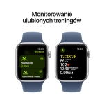 Apple Watch SE (2024) GPS 40mm koperta aluminiowa Silver + pasek Sport Band S/M Denim