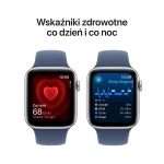 Apple Watch SE (2024) GPS 44mm koperta aluminiowa Silver + pasek Sport Band M/L Denim
