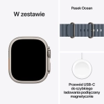 Apple Watch Ultra 3 (2025) GPS + Cellular 49mm koperta tytanowa Natural + pasek Anchor Blue Ocean Band