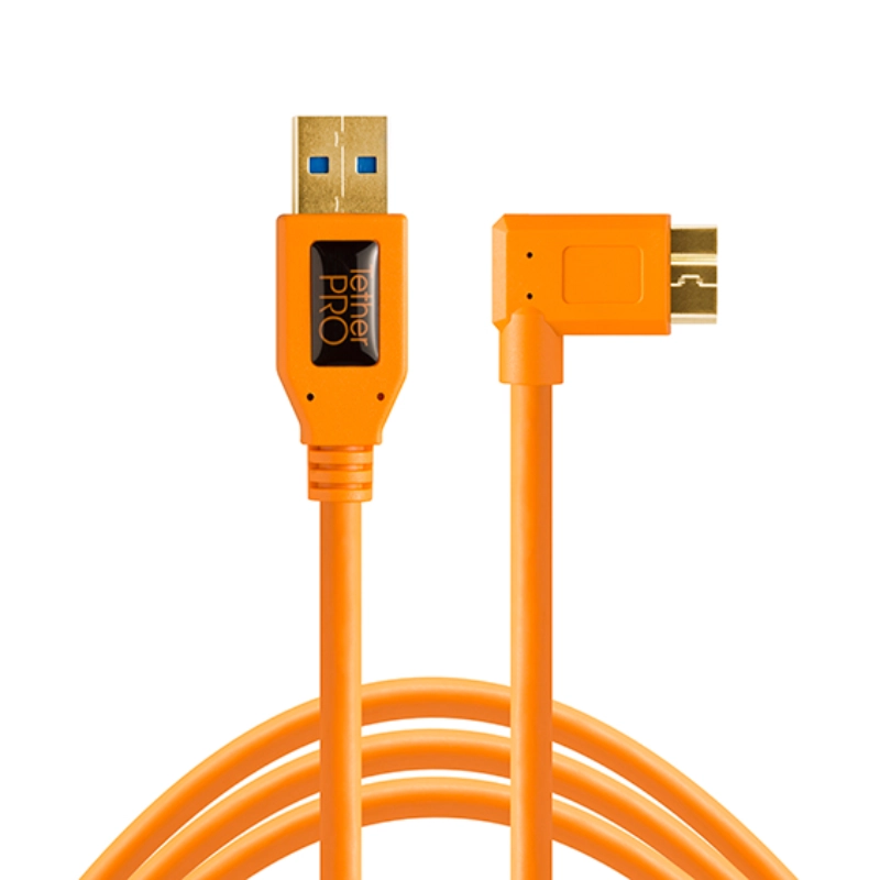 Kabel Tether Tools TetherPro USB 3.0 - Micro-B kątowy 5 Gbps 4.6 m Pomarańczowy - Orange