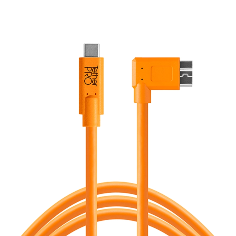 Kabel Tether Tools TetherPro USB-C - 3.0 Micro-B kątowy 4,6 m Pomarańczowy - Orange