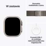 Apple Watch Ultra 3 (2025) GPS + Cellular 49mm koperta tytanowa Natural + pasek Natural Titanium Milanese Loop S