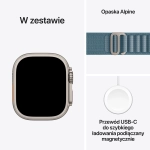 Apple Watch Ultra 3 (2025) GPS + Cellular 49mm koperta tytanowa Natural + pasek Light Blue Alpine Loop L