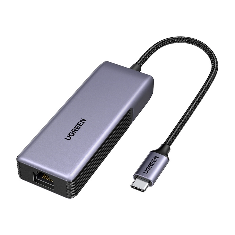 Adapter sieciowy Ugreen UGCM848 USB-C do RJ45 Szary - Gray