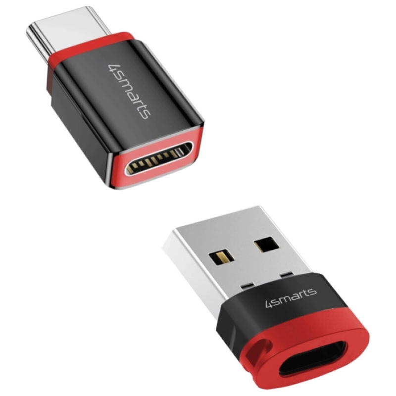 Adapter blokujący dane 4smarts USB-C do USB-A/USB-C 2 szt. Czarny - Black