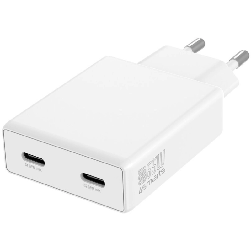 Ładowarka sieciowa 65W 4smarts PDPlug Slim Dual Biała - White