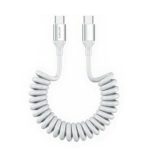 Kabel spiralny 4smarts USB-C do USB-C 100W Biały - White