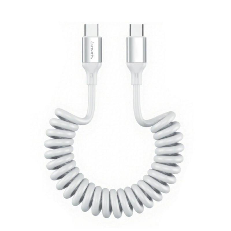 Kabel spiralny 4smarts USB-C do USB-C 240W Biały - White