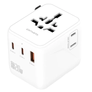 Adapter podróżny 4smarts Nomad GaN 20 W 2x USB-C 1x USB-A 2x AC Biały - White