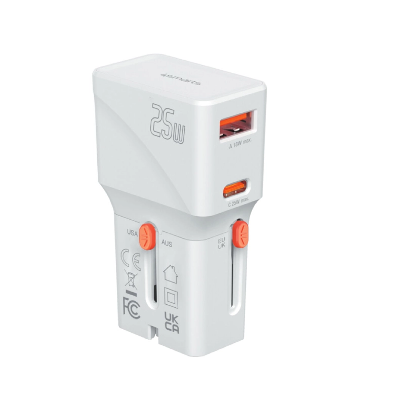 Adapter podróżny 4smarts Nomad Pocket 25W Biały - White