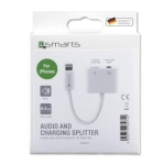Adapter rozdzielacz audio i ładowania Lightning na Lightning i AUX 3.5 mm Biały - White