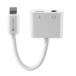 Adapter rozdzielacz audio i ładowania Lightning na Lightning i AUX 3.5 mm Biały - White