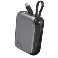 Powerbank z zintegrowanym kablem USB-C 4smarts Pocket 10000 mAh 30W Szary - Gray