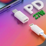 Adapter Lightning do USB-C PD 27W 4smarts 2 szt. Biały - White