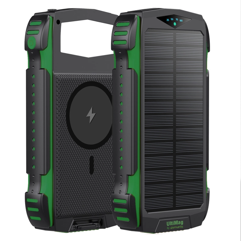 Powerbank solarny 4smarts Rugged TitanPack UltiMag 20000mAh Zielony - Green