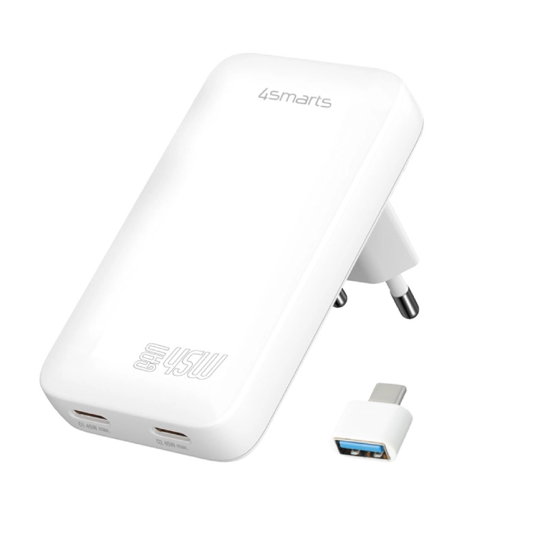 Ładowarka sieciowa 4smarts FlatPlug SlimDual 45W Biała - White