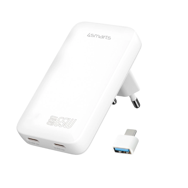 Ładowarka sieciowa 4smarts FlatPlug SlimDual 65W Biała - White