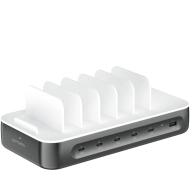 Stacja ładująca 4smarts Team 100 W 1x USB-A 5x USB-C + 6x kabel Kosmiczna szarość - Space gray