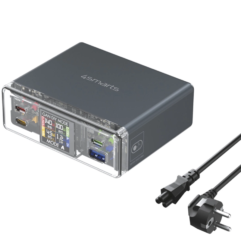 Ładowarka biurkowa 4smarts Lucid GaN Diy mode 300W Szara - Gray